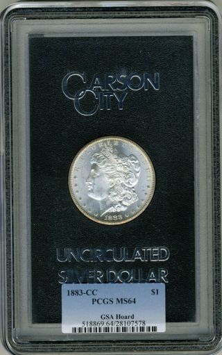 1883 Cc Morgan Graded Pcgs Ms 64 Gsa Hoard Graded In Case White Coin