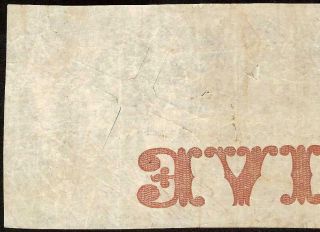 1860 $5 DOLLAR BILL SOUTH CAROLINA BANK NOTE LARGE CURRENCY OLD PAPER MONEY 3