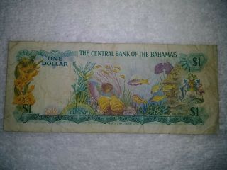 Central Bank Of The Bahamas $1 One Dollar Bank Note 1974