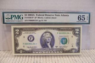2003a $2 Frn Star Atlanta (f) Pmg 65 Epq (320k Run) (f00099134)