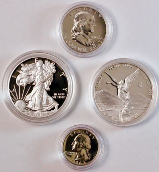 2017 Silver Eagle 2016 Libertad 1963 Quarter & Fdr Dime: All Silver Proofs