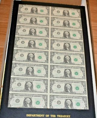 1988 Uncut Sheet Of 16 $1 One Dollar Atlanta Federal Reserve Notes Ch,  /gem Notes