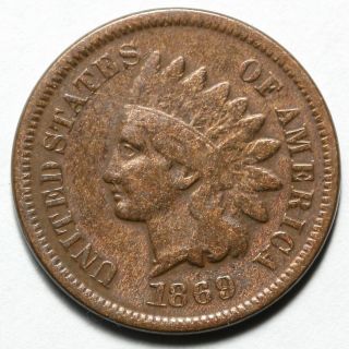 1869 United States Bronze Indian Head 1 One Cent Coin