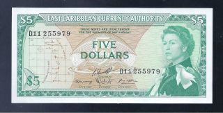 East Caribbean States,  1965,  Qe11,  $5 Dollars,  P - 14h,  Crisp Unc
