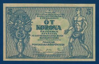 Hungary 5 Korona 1919 P35 Abt.  Unc Magyar Hungarian Post Office Savings Bank