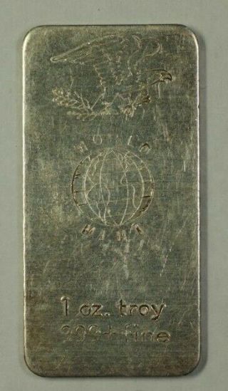 Old Silver Ingot 1 Ozt Of.  999 Pure Struck By The World Aa