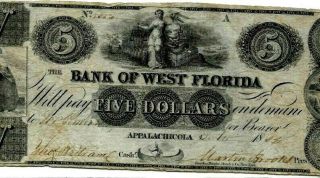 $5 " West Florida " (very Rare) 1800 