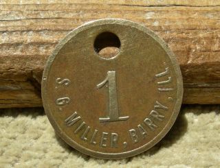 Ca 1900s Barry Illinois Il (tiny Pike Co,  Nr Mo) Unlisted " Sg Miller " 1 Token