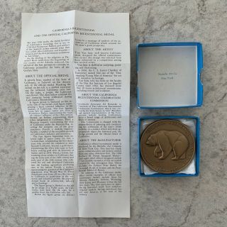 1969 California Bicentennial Bronze Medal Medallic Art Co York Tom Van Sant