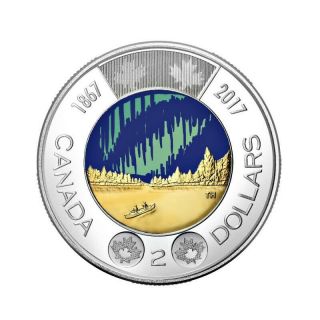 Canada 2 Dollars Toonie Coin,  Dance Of The Spirits,  Colored,  2017