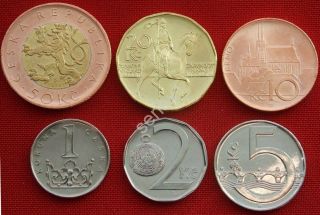 Czech Republic Full Set 2018 6 Coins Unc Standard Circulation