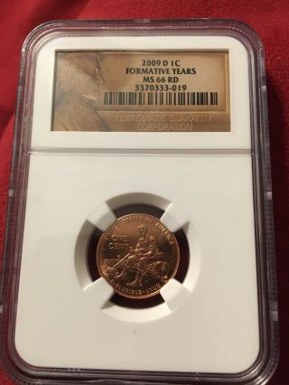 2009 Lincoln Cent Formative Years Ngc Ms 66 Rd First Day Ceremony Coin