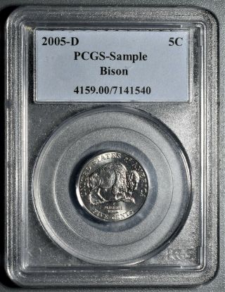 2005 - D Sample Bison Jefferson Nickel,  Pcgs Certified Sample Bison,  Lt23