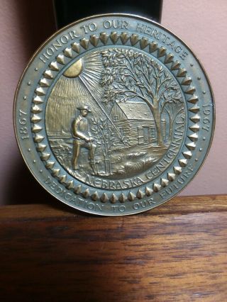 1967 Nebraska Centennial Medal/coin 2.  75 " Dia.