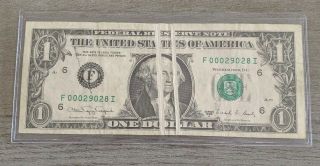 Series 1988 A $1 Us Federal Reserve Note Atlanta Georgia - Gutter Fold Error -