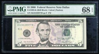 United States 5 Dollars Usa 2006 P 524 Dallas Gem Unc Pmg 68 Epq Highest