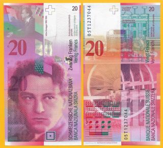 Switzerland 20 Franken P - 69d 2005 Sign.  Raggenbass & Blattner Unc Banknote