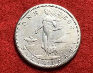 1912 - S 1 Peso U.  S.  Philippines - Filipinas Key Date Silver Coin - Scarce