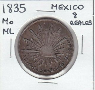 1835 Om M.  L.  Mexico Silver 8 Reales Cap & Rays