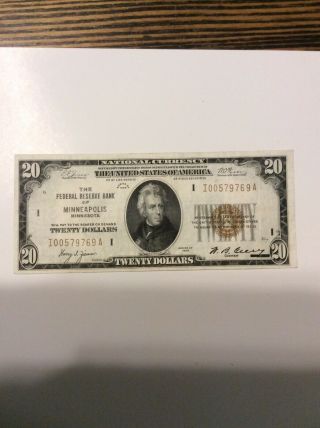 1929 U.  S.  Paper Money $20 Brown Seal