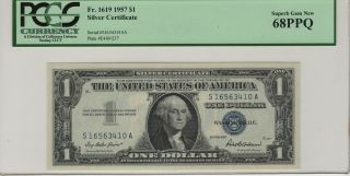 1957 $1 Silver Certificate Note Currency Sa Block Fr.  1619 Pcgs C Cu 68 Ppq Gem