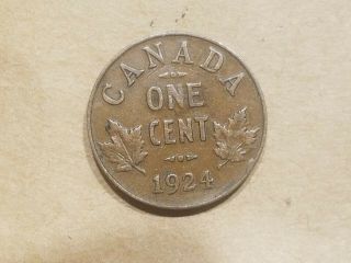 1924 Canada Small Cent Canadian Penny 1 Cent Coin Fine