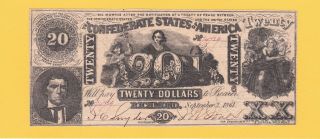 1861 T - 20 $20 Confederate Note In Unc Cond.  (may Be Counterfeit)