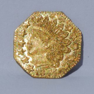 1874 Fractional California Gold Coin.  U.  S Gold 1/4 Dollar Coin