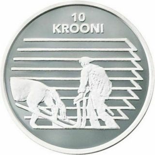Estonia - Silver 10 Krooni Coin In A Souvenir Case 1918 - 1998 Vabariik