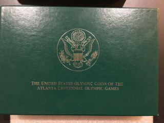 1995 - 1996 Proof Atlanta Olympic 8 Coin Silver Dollar Set With Us,