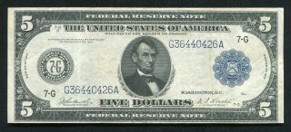 Fr.  875a 1914 $5 Five Dollars Frn Federal Reserve Note St.  Louis,  Mo Very Fine,