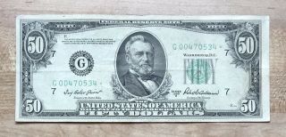 Series 1950 B $50 Star Note Federal Reserve Bank Of Chicago Illinois.