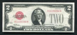 Fr.  1501 1928 $2 Two Dollars Red Seal Legal Tender United States Note About Unc