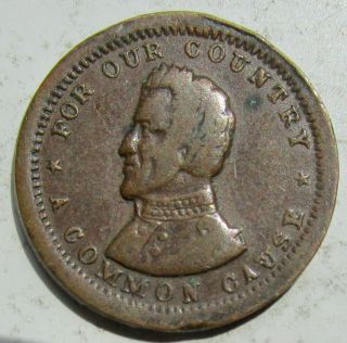 1863 Patriotic Civil War Token For Our Country A Common Cause / Now And For Ever