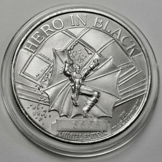 Batman 50th Anniversary Dc Comics Hero In Black 1 Oz.  999 Silver Coin