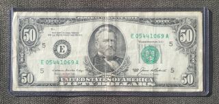 Federal Reserve Series 1985 Fifty Dollar Bill Old Currency Small Head $50