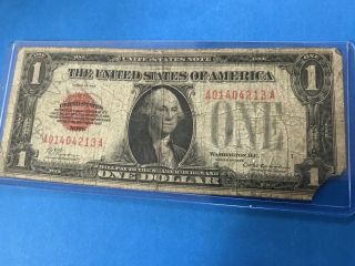 1928 $1 One Dollar Red Seal Funny Back Silver Certificate