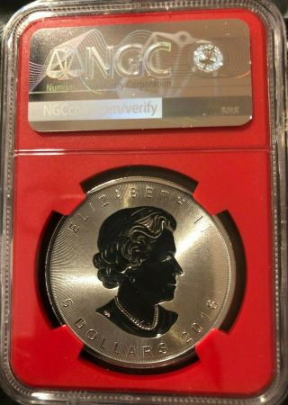 2018 Canada 1 oz Silver Incuse Maple Leaf MS70 First Releases - Red Core 2