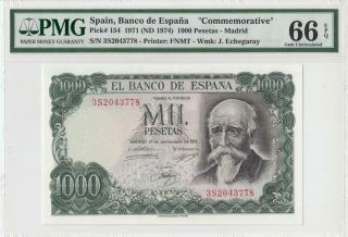 1971 Bank Of Spain 1000 Pesetas Madrid Consecutive 1 Of 2 ( (pmg 66 Epq))