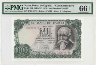 1971 Bank Of Spain 1000 Pesetas Madrid Consecutive 2 Of 2 ( (pmg 66 Epq))