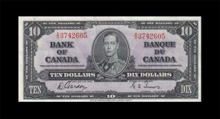 1937 Bank Of Canada Kgvi $10 Gordon & Towers " X/d " ( (ef))