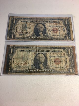 2 1935 A Series One Dollar Silver Certificate $1 Note " Short Snorter’s”