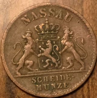 1860 German States Nassau 1 Pfennig - Very Good Example