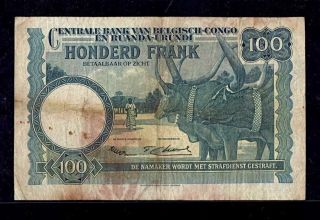 Belgian Congo Ruanda Urundi | 100 francs | 1 - 07 - 1952 | P25 | VF 2