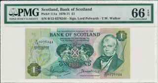 Bank Of Scotland Scotland 1 Pound 1971 S/no X2xx244 Pmg 66epq