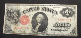 1917 $1 United States Legal Tender Note,  Red Seal Fr 37 Vg
