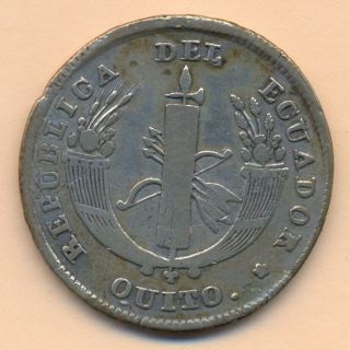 Ecuador 4 Reales 1841 Mv Quito Silver 12,  30 Gr.