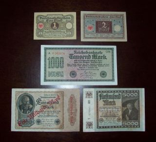 German Bank Notes,  1920,  1922.  Beginnings Of The Hyperinflation Period.