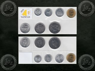Vatican Set 1973 - 7 Coins 1973 (1,  2,  5,  10,  20,  50,  100 Lire) Uncirculated