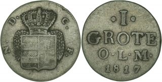 Germany Oldenburg: Groten (1/144 Thaler) Silver 1817 F - Vf